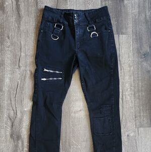 Hot Topic Black Pants with Zipper and Buckle Details